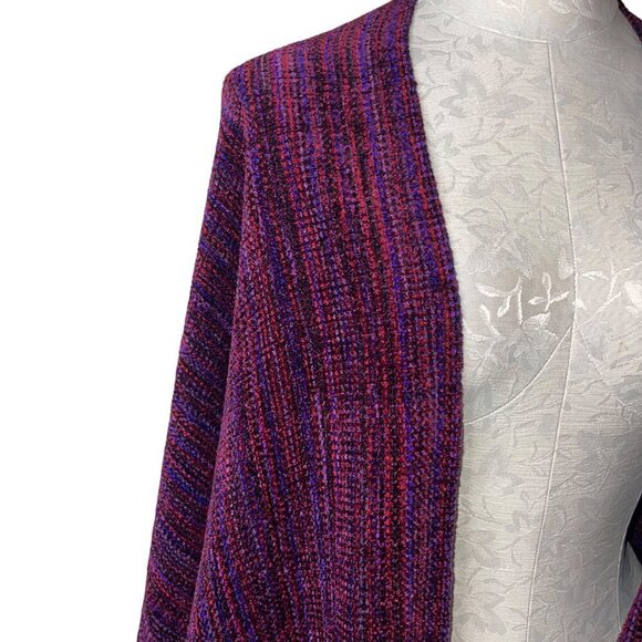 Womens Sweater One size Purple Wrap Shawl Chenille Open Font Casual - Picture 7 of 10